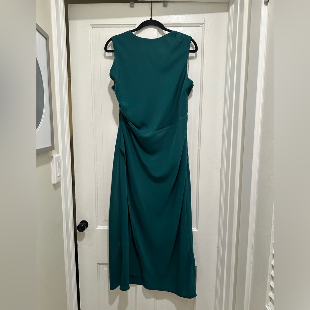 Abercrombie & Fitch Draped High-Neck Shell Midi Dress in GREEN